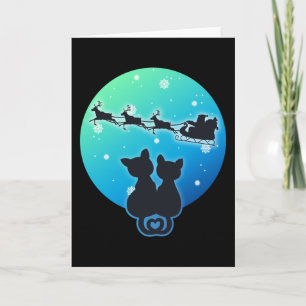 Santa Sleighing With Cat Lovers Funny Xmas Card