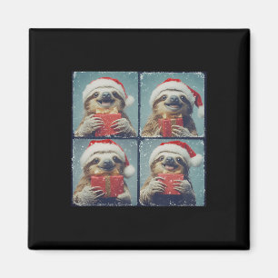 Santa Sloth Animal Photography Sloth Christmas  Magnet