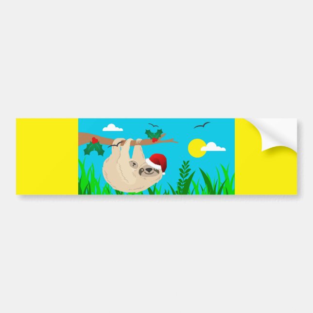 santa sloth bumper sticker (Front)