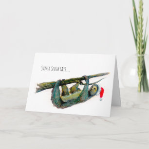 Santa Sloth: Happy Belated Christmas! Holiday Card