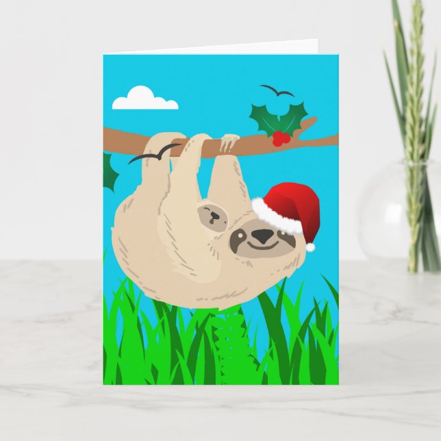 santa sloth holiday card (Front)