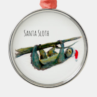 Santa Sloth Metal Tree Decoration