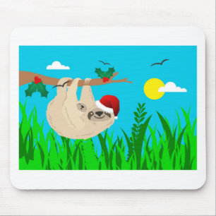 santa sloth mouse mat