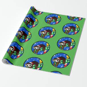 SANTA SLOTH PATTERN CHRISTMAS HOLIDAY SLOTHMAS WRAPPING PAPER