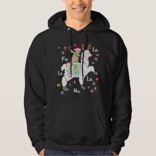 Santa Sloth Riding Llama Reindeer Christmas Hoodie