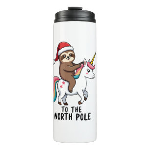 Santa Sloth Riding Unicorn Funny Girl Christmas T- Thermal Tumbler