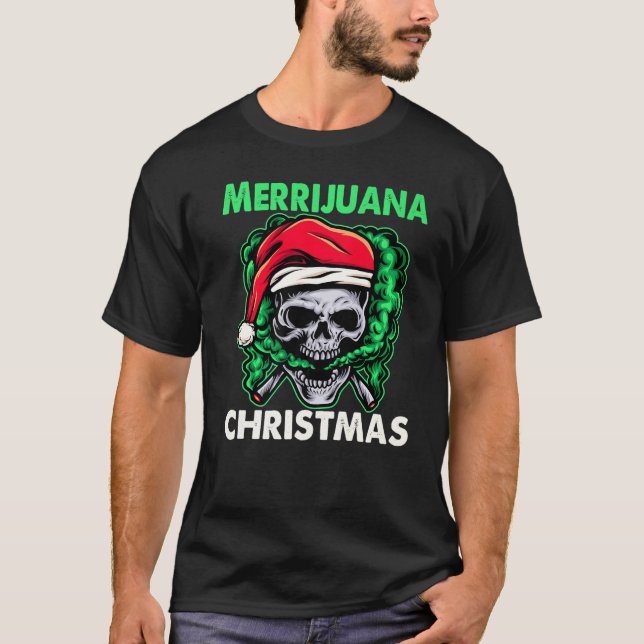 Santa Smoking Merrijuana Christmas  Weed Costume T-Shirt (Front)