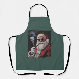 Santa Smoking Party Funny Christmas Holiday Apron
