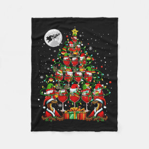 Santa Snakes And Wine Gles Christmas Tree Drinker Fleece Blanket