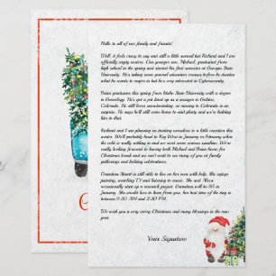 Santa Snow Christmas Family Newsletter Your Text Stationery