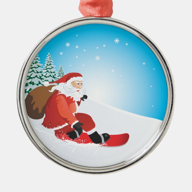 Santa Snowboard Premium Ornament (Front)