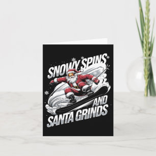 Santa Snowboarder Christmas Snowboarding Fun Holid Card