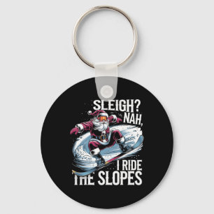 Santa Snowboarder Christmas Snowboarding I Ride Th Key Ring
