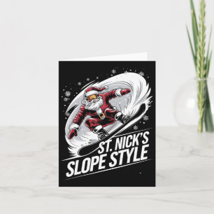 Santa Snowboarder St. Nick's Style Christmas Snowb Card