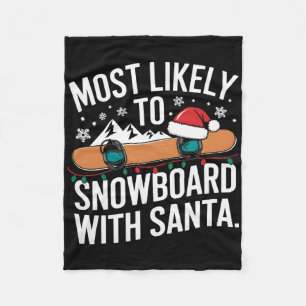 Santa Snowboarding Christmas Winter Sports Humour Fleece Blanket