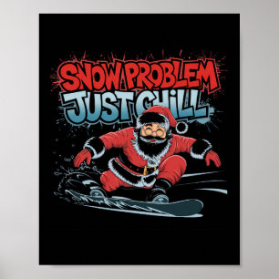 Santa Snowboarding Graphic Tee Bold Streetwear Win Poster