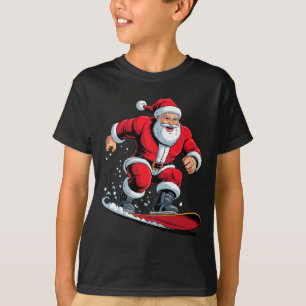 Santa Snowboarding Lover Funny Holiday Christmas X T-Shirt