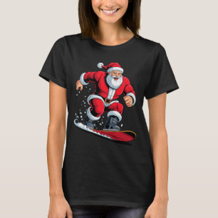 Santa Snowboarding Lover Funny Holiday Christmas X T-Shirt