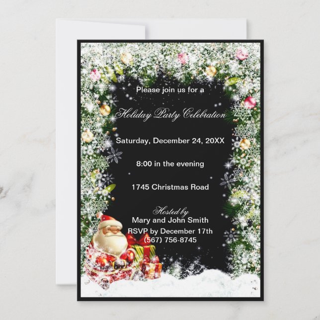 Santa Snowflake Christmas Party Invitation (Front)