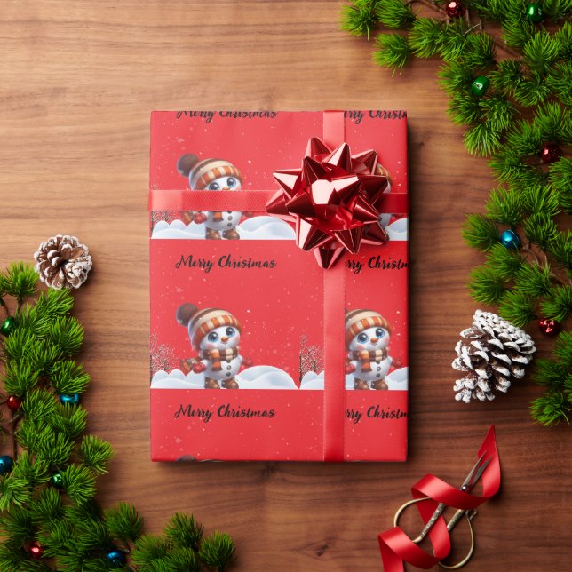 Santa & snowflakes on a pink background Christmas Wrapping Paper (Holiday Gift)