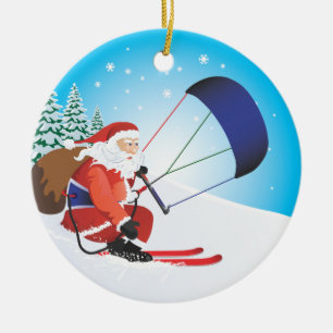 Santa Snowkite Ski Ornament