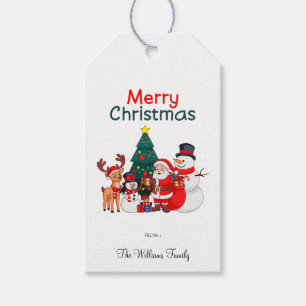 Santa, Snowman And Reindeer Merry Christmas Gift Tags