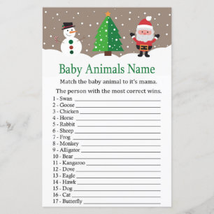 Santa,snowman Baby Animals Name Game baby shower