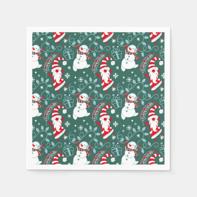 Santa Snowman Christmas Napkin (Front)