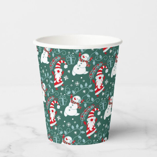 Santa Snowman Christmas Paper Cups (Front)
