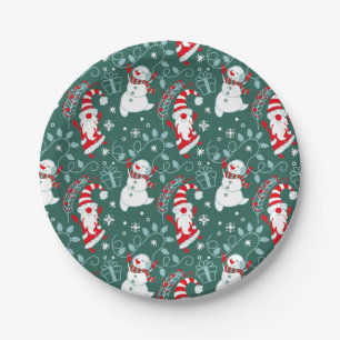 Santa Snowman Christmas Paper Plate