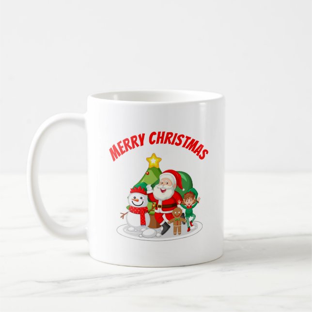 Santa, Snowman & Elf Christmas  Mug (Left)
