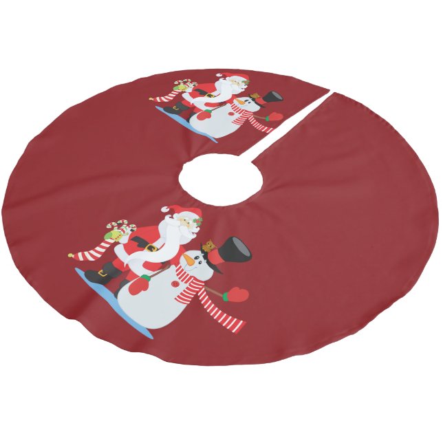 Santa Snowman Festive Tree Skirt (Angled)