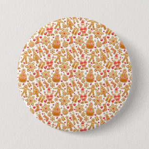 Santa & Snowman Gingerbread Christmas Cookies 7.5 Cm Round Badge
