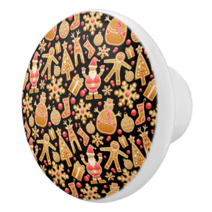 Santa & Snowman Gingerbread Christmas Cookies Ceramic Knob