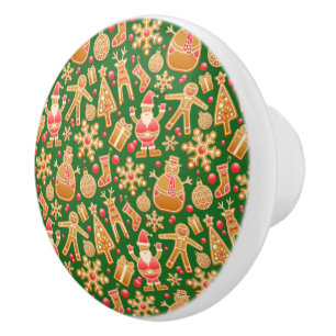 Santa & Snowman Gingerbread Christmas Cookies Ceramic Knob