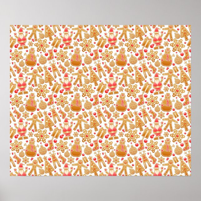 Santa & Snowman Gingerbread Christmas Cookies Poster (Front)