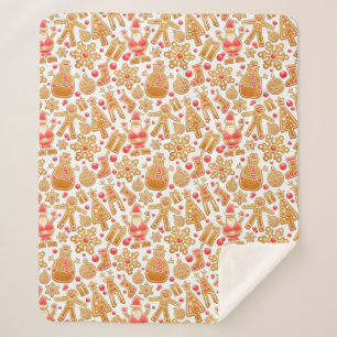 Santa & Snowman Gingerbread Christmas Cookies Sherpa Blanket