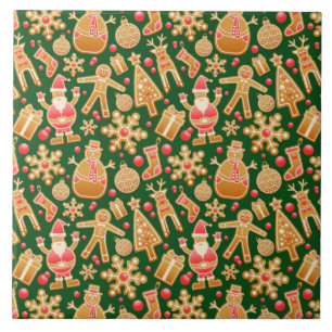 Santa & Snowman Gingerbread Christmas Cookies Tile