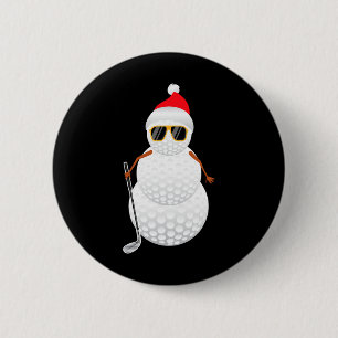 Santa Snowman Golf Ball Christmas Golfer Gift 6 Cm Round Badge