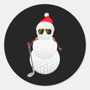 Santa Snowman Golf Ball Christmas Golfer Gift  Classic Round Sticker