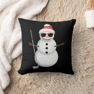 Santa Snowman Golf Ball Christmas Golfer Gift  Cushion