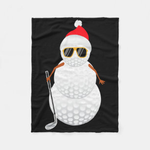Santa Snowman Golf Ball Christmas Golfer Gift Fleece Blanket