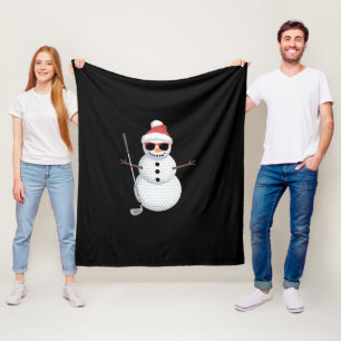 Santa Snowman Golf Ball Christmas Golfer Gift Fleece Blanket