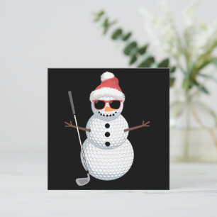 Santa Snowman Golf Ball Christmas Golfer Gift  Invitation