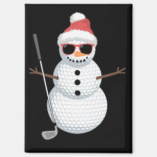 Santa Snowman Golf Ball Christmas Golfer Gift  Magnet