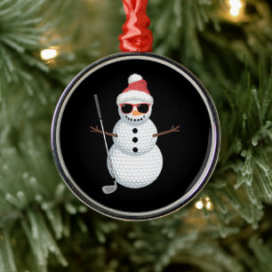 Santa Snowman Golf Ball Christmas Golfer Gift  Metal Tree Decoration