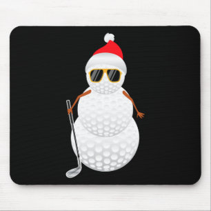 Santa Snowman Golf Ball Christmas Golfer Gift Mouse Mat