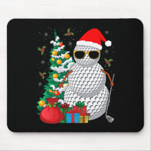 Santa Snowman Golf Ball Christmas Golfer Mouse Mat