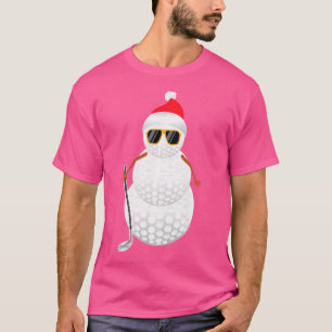 Santa Snowman Golf Ball Christmas Golfer T-Shirt