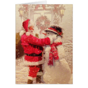 Santa & Snowman Greeting Card